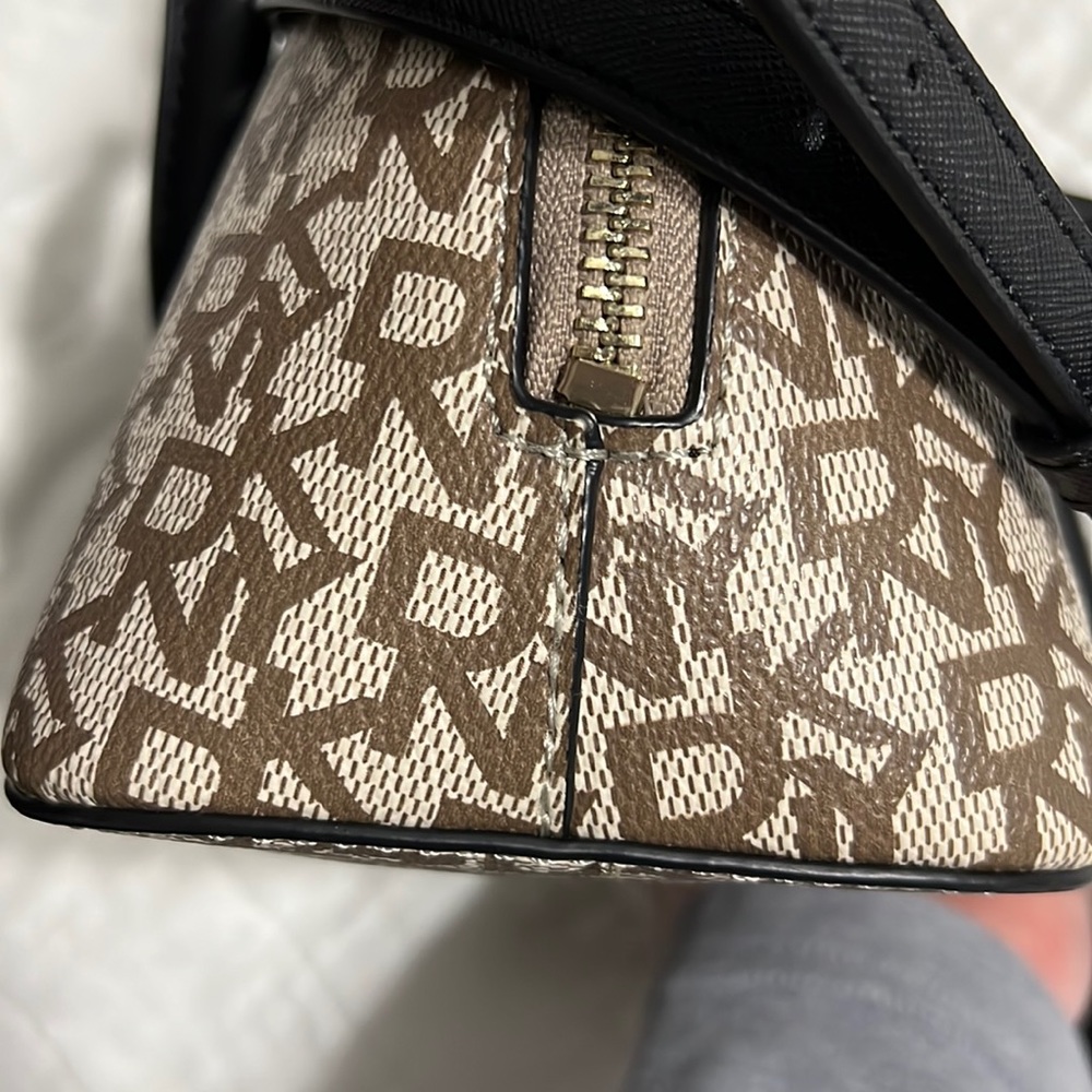 NEW!DKNY Catherine Dome Satchel Brown Black Monogram Logo Shoulder/Crossbody Bag - Picture 8 of 12